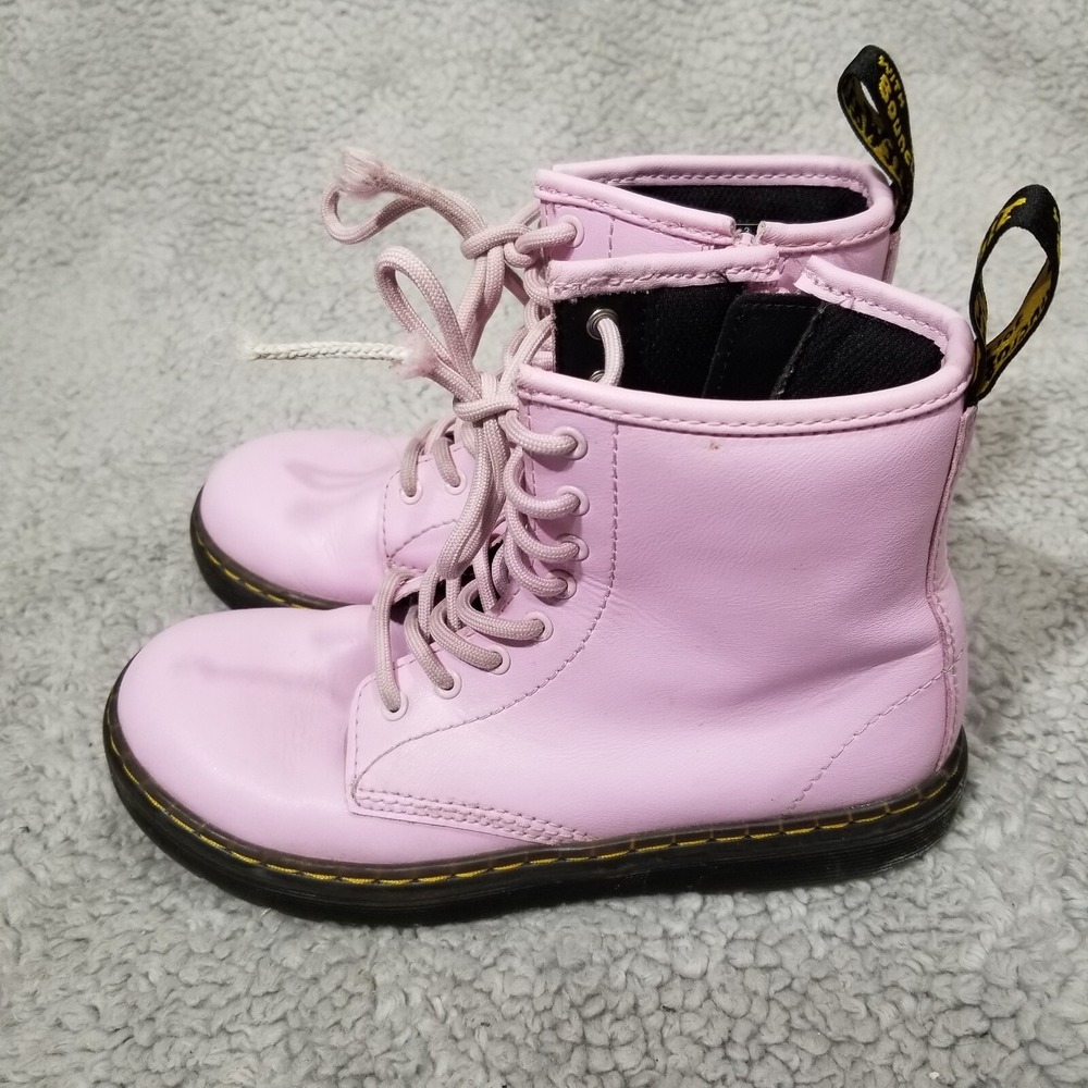 Doc Martens Kids Zavala J Combat Boots Size 3 Pastel Pink Lace Up Punk Grunge - Picture 13 of 16
